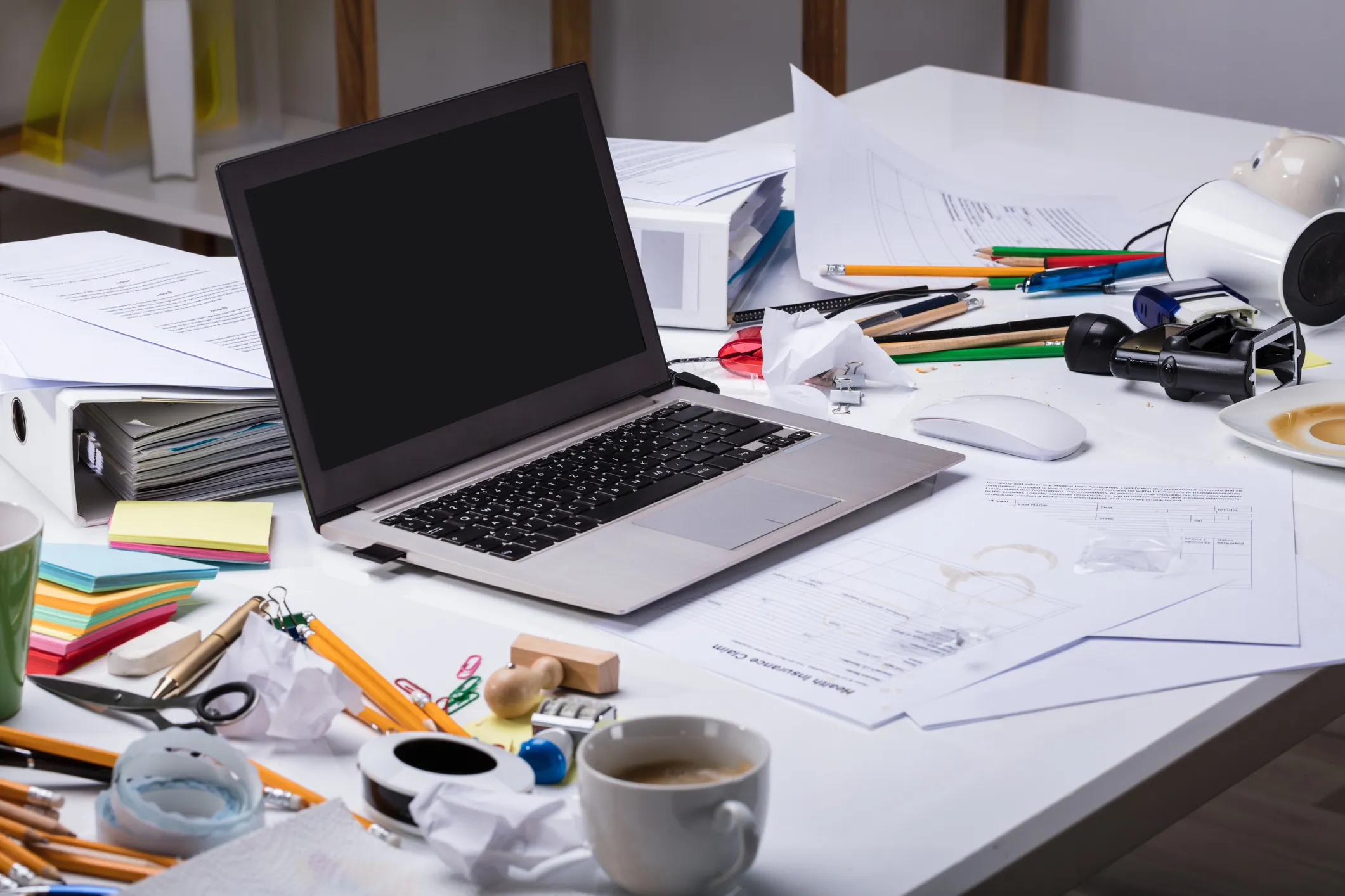 Messy teacher desk